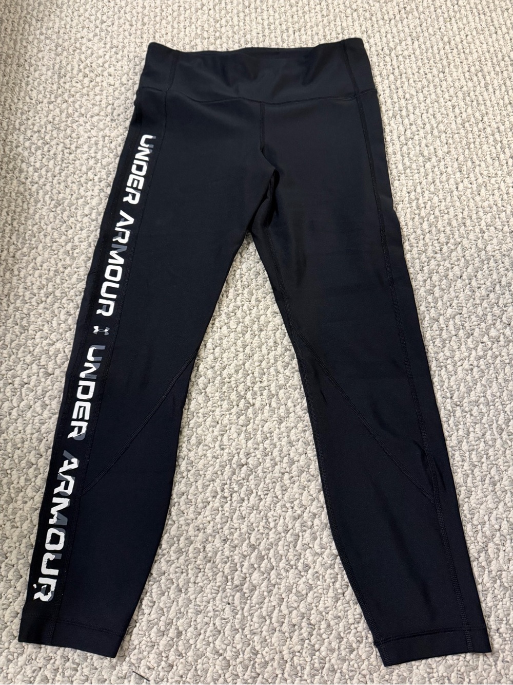 Under Armour Black Logo Side-Stripe Leggings